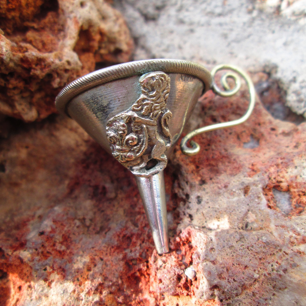 Brass Perfume Funnel  LION RAMPANT Fleur de Lis